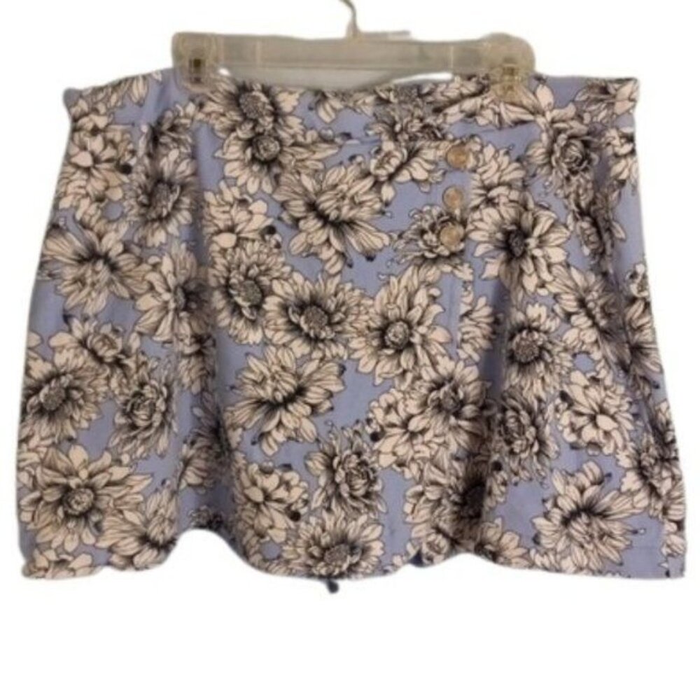 Jones New York Floral Skort - Blue and Cream